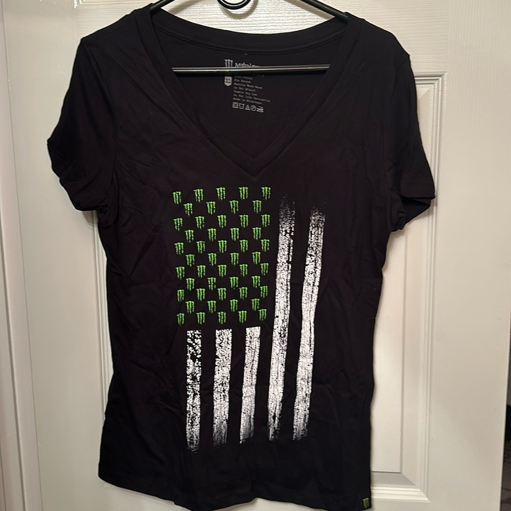 Monster Energy American Flag Women’s V-Neck (XL)